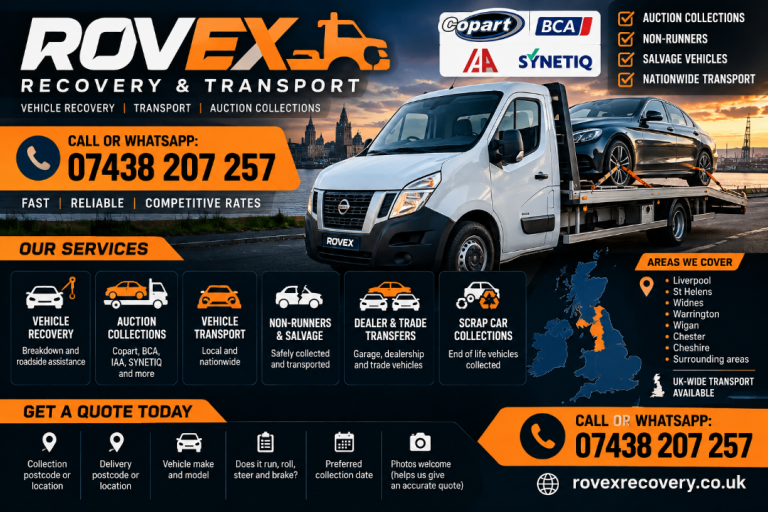 Vehicle Recovery, Copart Collections & Scrap Car Removal | ROVEX