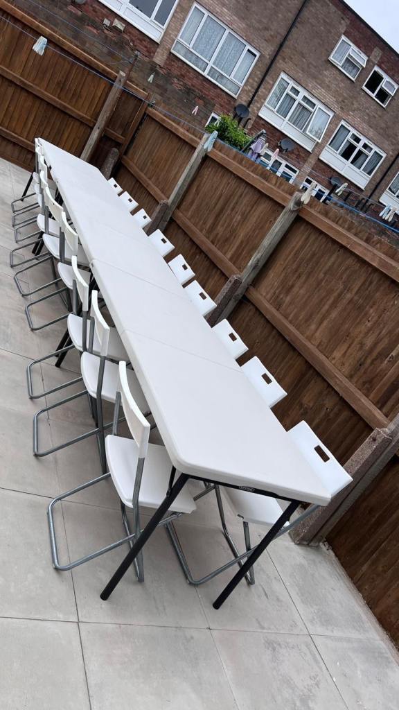 Table and chairs available to hire 