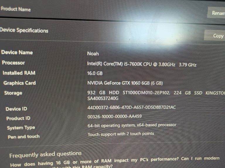 Gaming PC i5-7600K, GTX 1060 6GB, 16GB Ram