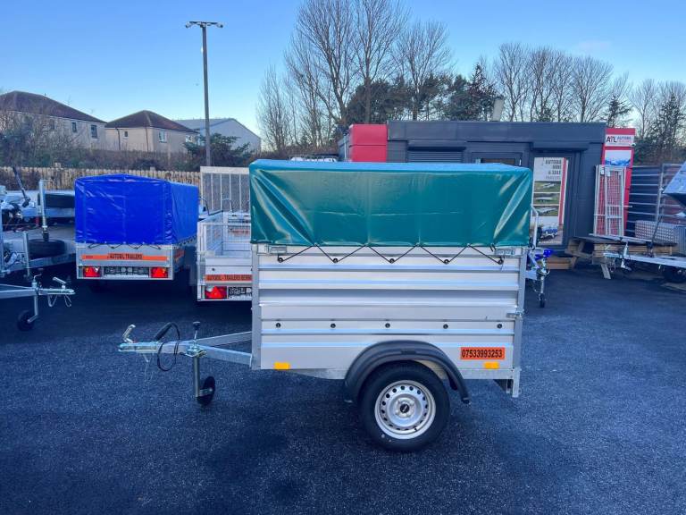 BRAND NEW 5FT X 4FT SINGLE AXLE DOUBLE BROADSIDE TRAILER WITH 50CM FRAME AND COVER 750KG