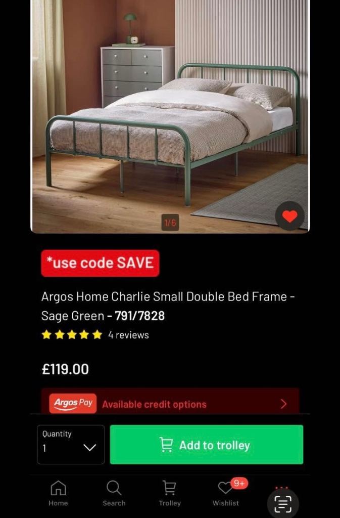 Small double bed frame & mattress
