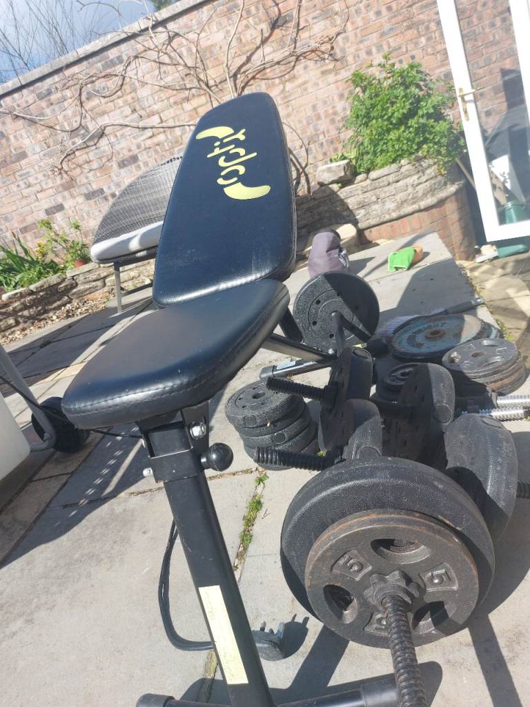 Press bench barbells and weights