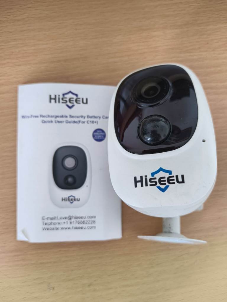 Hiseeu Wifi (2.4Ghz) Rechargeable Security Battery Camera - White