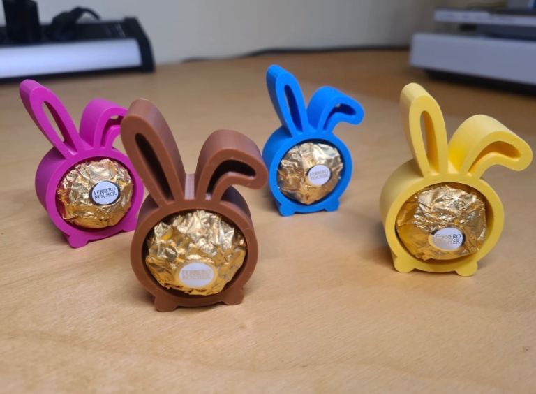 Set of 4 Rocher Bunny Holder – 3D Printed – Easter Decoration (Chocolate Not Included)