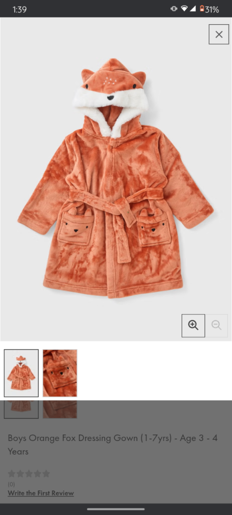 Fox dressing gown boys 