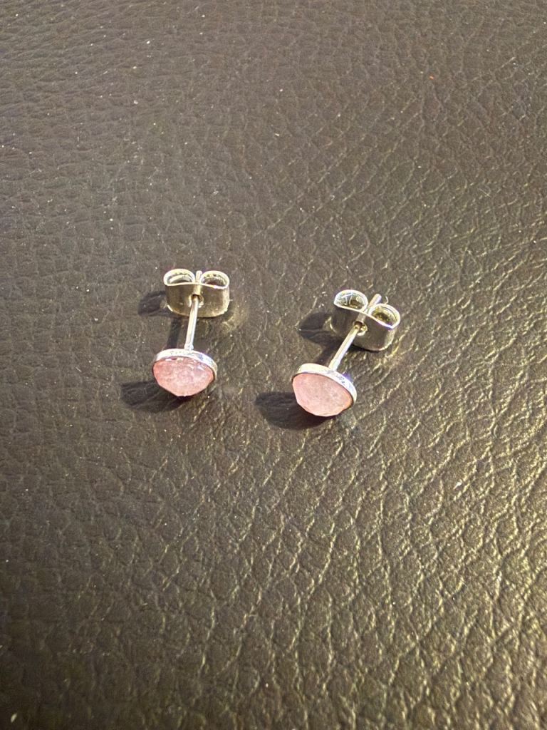 Sterling Silver Stud Earrings with Rose Quartz *** COLLECTION ONLY ***