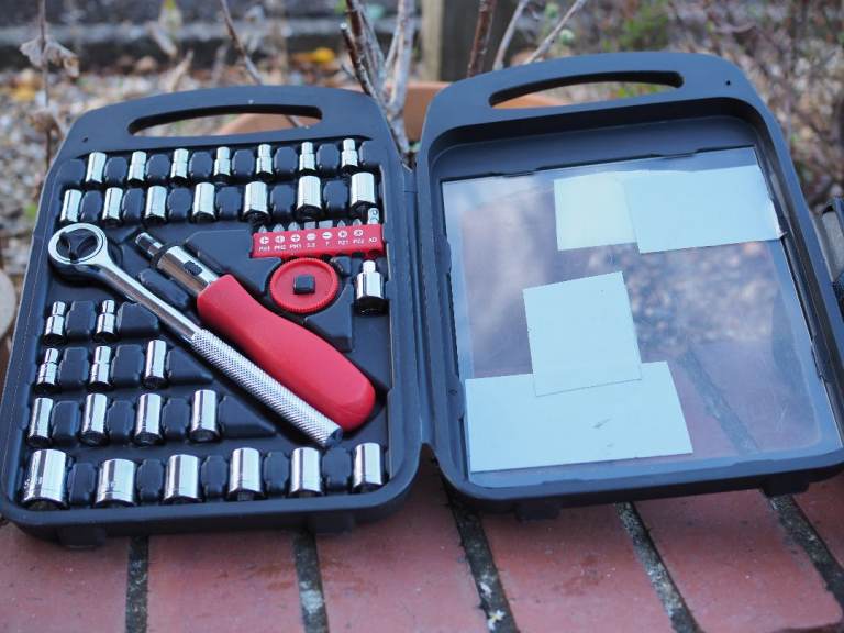 Box of  socket spanner, screw bits etc
