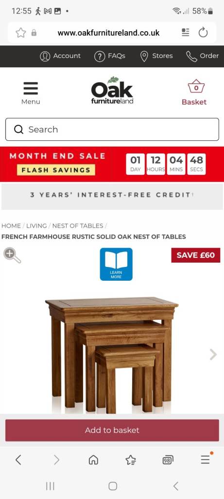 Tv unit, nest of tables and round dining table with 4 chairs 