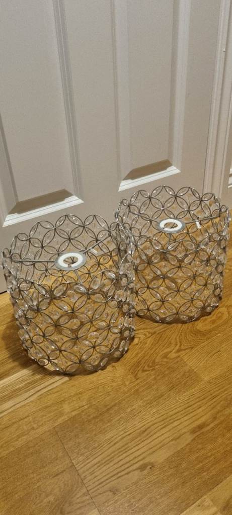 Two Floral Chrome Pendant Shades 
