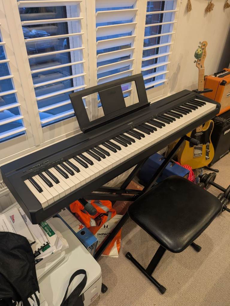 Yamaha P-45 Digital Piano - Black Digital Piano/Keyboard with Stand and Stool – Good Condition