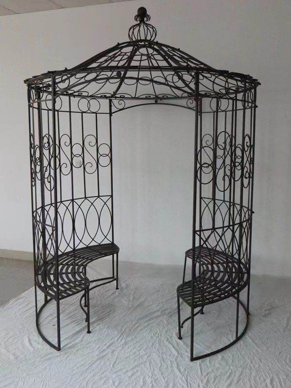 2.7M ORNATE IRON GAZEBO WITH SEATING