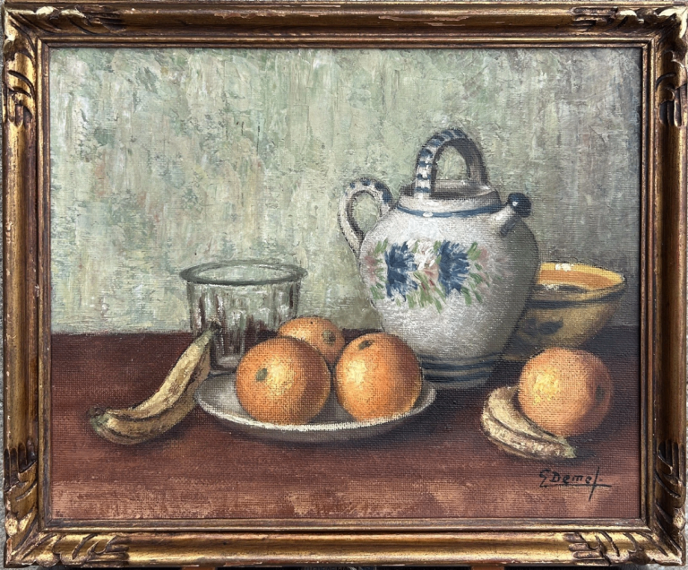 Original Antique Oil Painting Still Life with Fruit, 1930’s, Framed