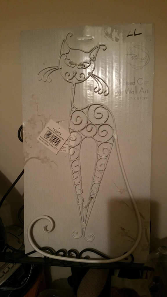 White metal cat wall art brand new!