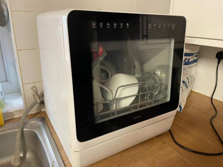 White Countertop Dishwasher – Good Working Condition, Compact