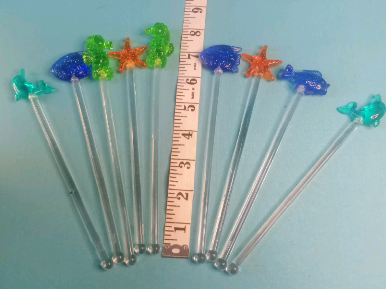 9- Tropical Fish Sticks Stirrers Party Bar fun Drink Beach theme. 