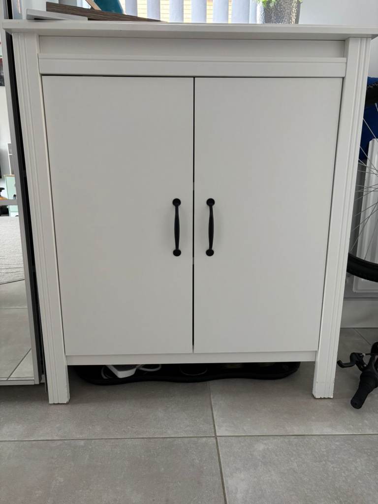 IKEA Brusali White Cabinet with Black Handles – Good Condition