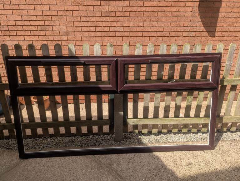 UPVC Window rosewood on white,  232cm width x 116cm height approx, 5 yrs old, good condition