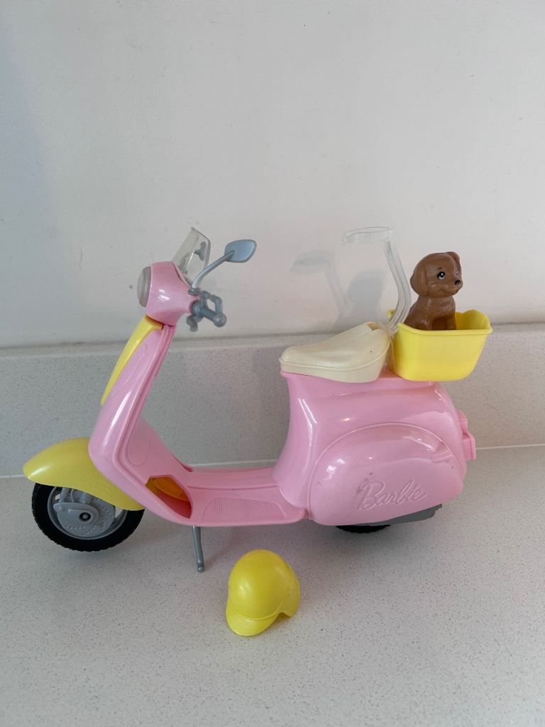 Barbie Pink Scooter with Helmet and Puppy Toy