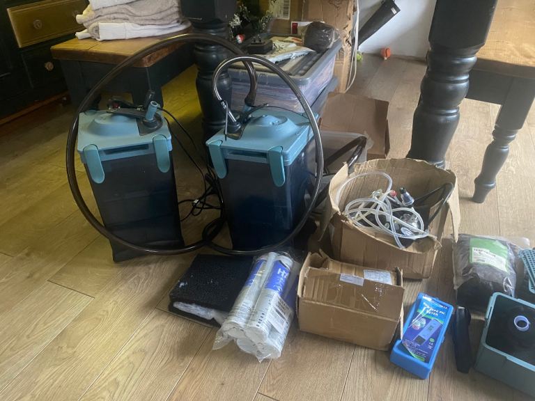 AQUATICS PARCEL X2 RENA EXTERNAL FILTERS ,P.H PENS ,VOLCANIC ROCKS ETC PLEASE CHECK PICTURES 