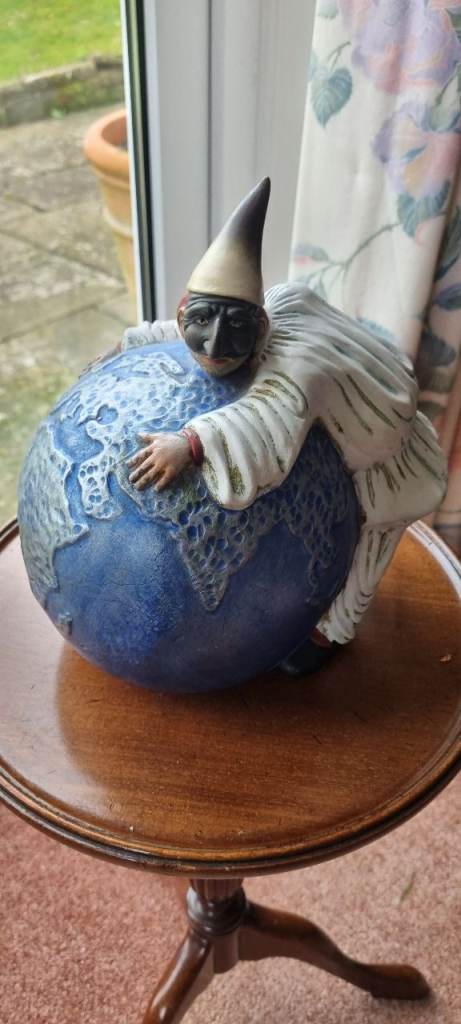 Pulcinella and Globe - decorative terracotta money box