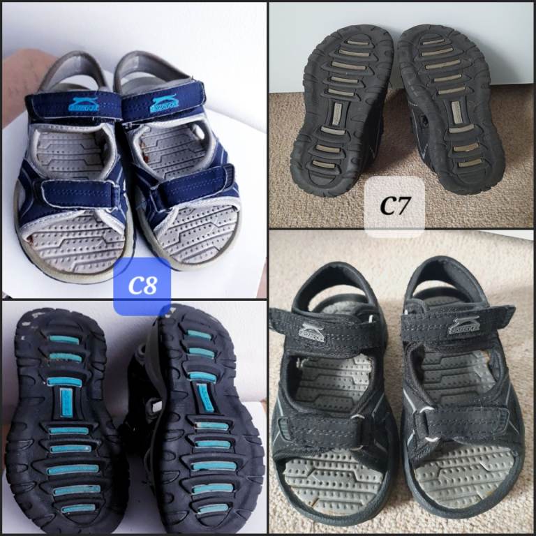 Slazenger Boys Child Size 7 + 8 Strap Sandals Blue Grey Black