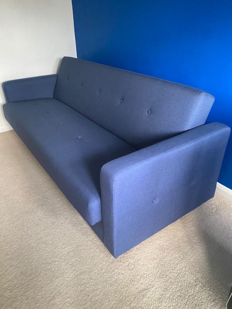 Blue Fabric Sofa Bed – Nearly New Condition