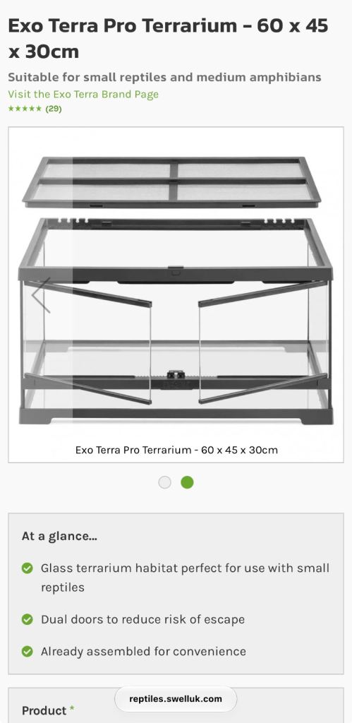 Exo terra 60 × 45 × 30 (WxDxH) terrarium
