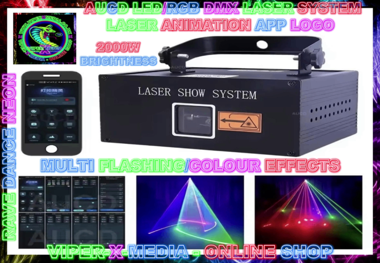 AUCD 2000W LED/RGB LASER ANIMATION APP LOGO MULTI DMX SYSTEM NIGHTCLUB - RAVE/DANCE/NEON