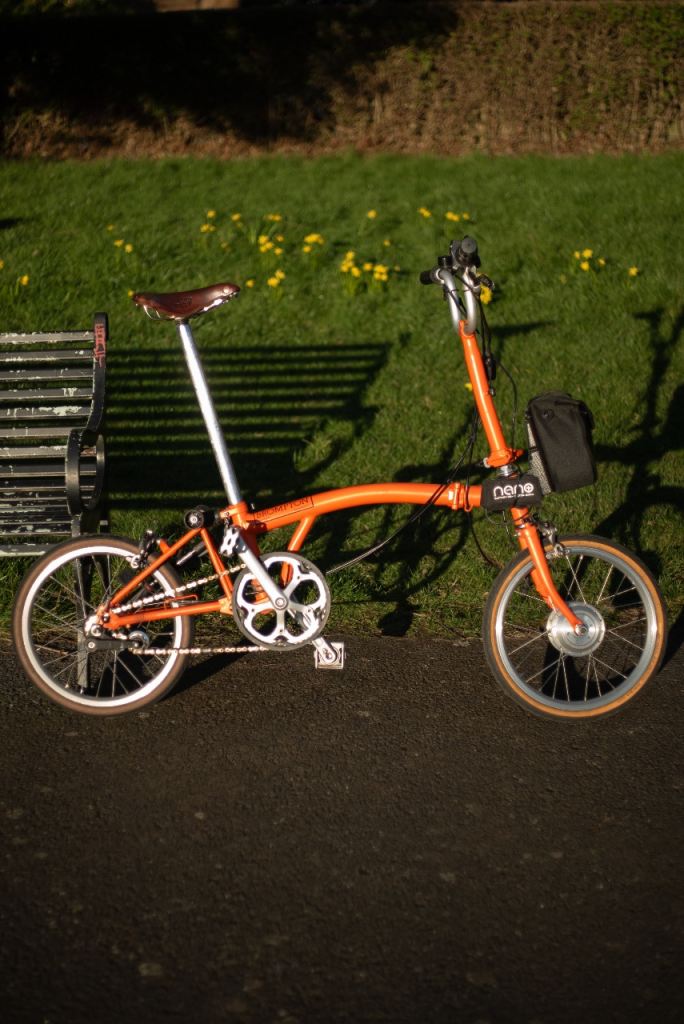 Brompton M3L Electric (Nano Kit) – Fire Coral – Brooks + Bags