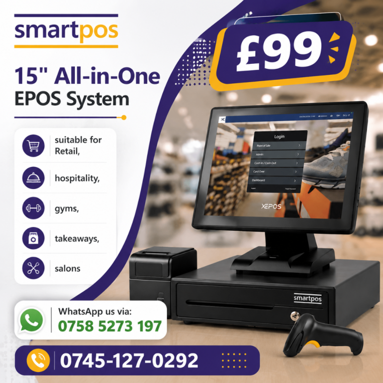 15” NEW EPOS System Retail Hospitality Salon Takeaway Restaurant With Software