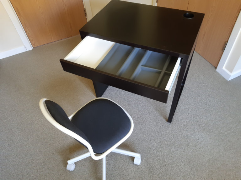 IKEA MICKE DESK AND ÖRFJÄLL CHAIR WITH SUMMERA DRAWER INSERT, EXCELLENT CONDTION