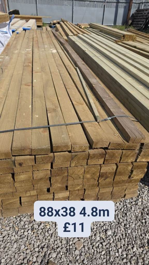 88x38 TREATED TIMBER FENCING JOISTS 4.8M
