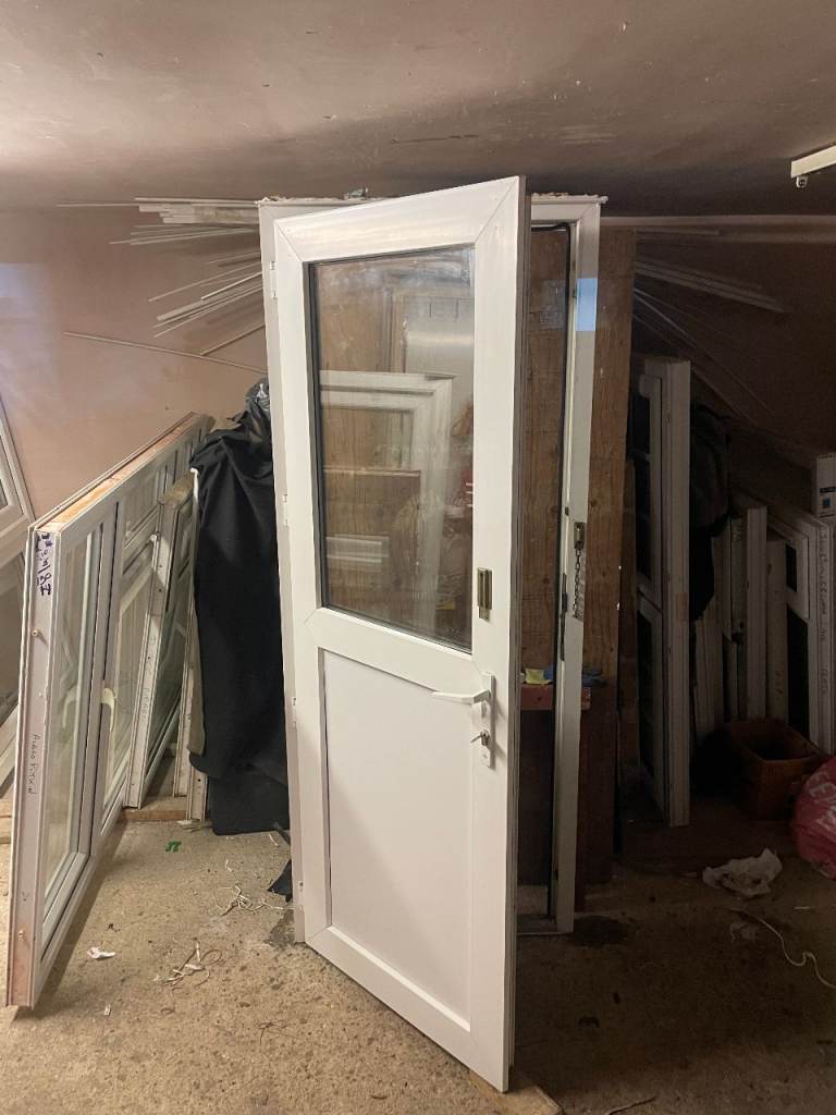 UPVC DOOR 203.5 x 82 cm - UPVC DOUBLE GLAZED DOOR - CLEAR GLASS (REF: DX198)