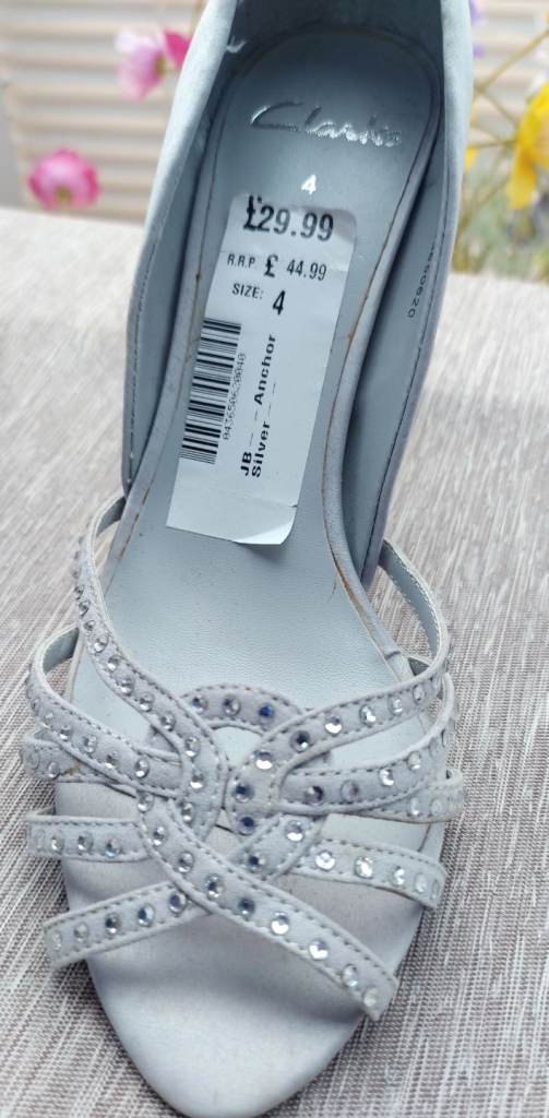 Clarks Silver Anchor Heels - Size 4, Brand New with Tags