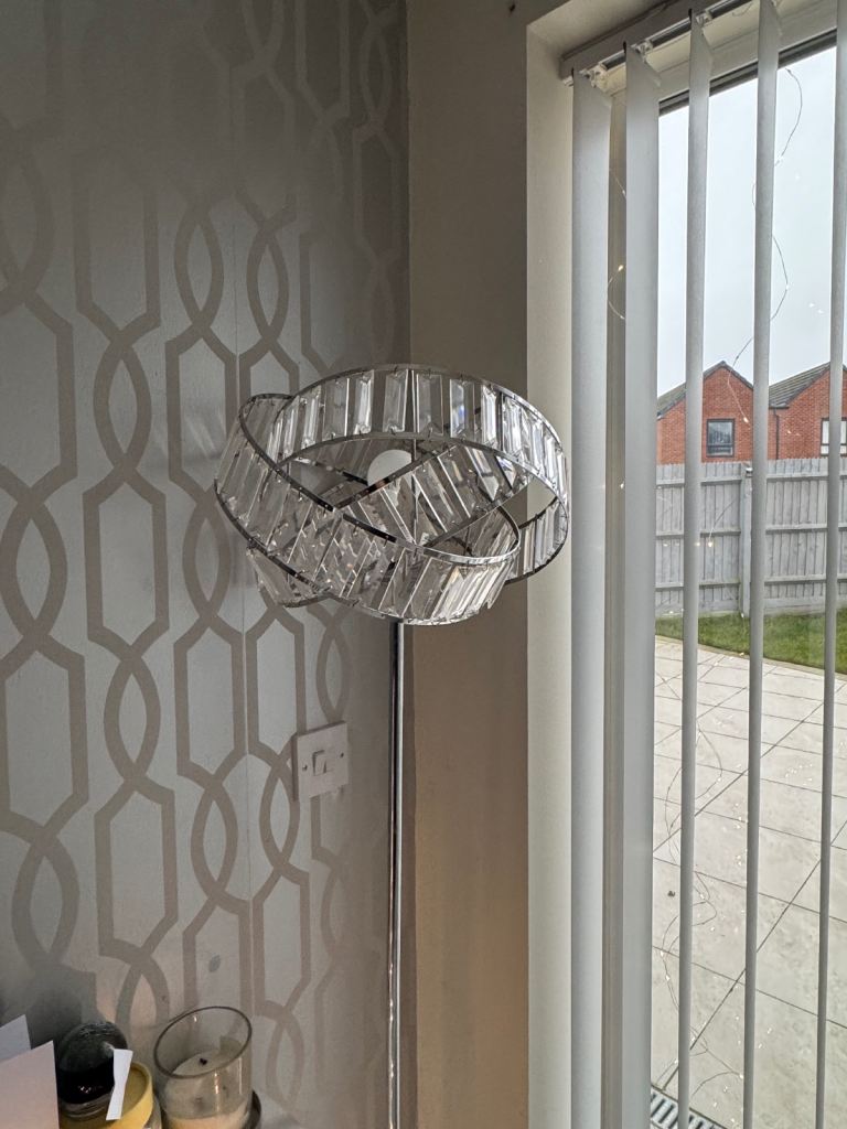 Crystal and chrome floor lamp