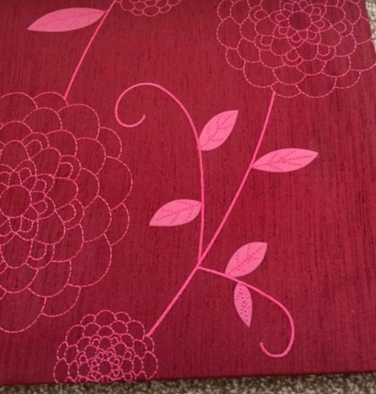 2 square pink fabric wall decorations 