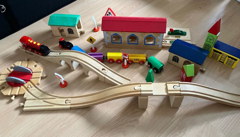 Train track with Brio train