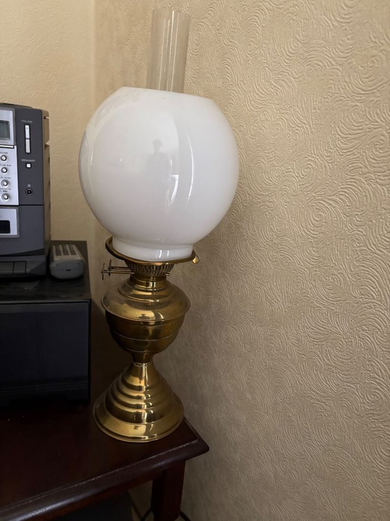 Antique oil lamp converted to electric