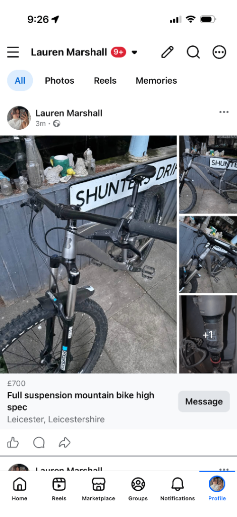 Full suspension mountain bike high spec 