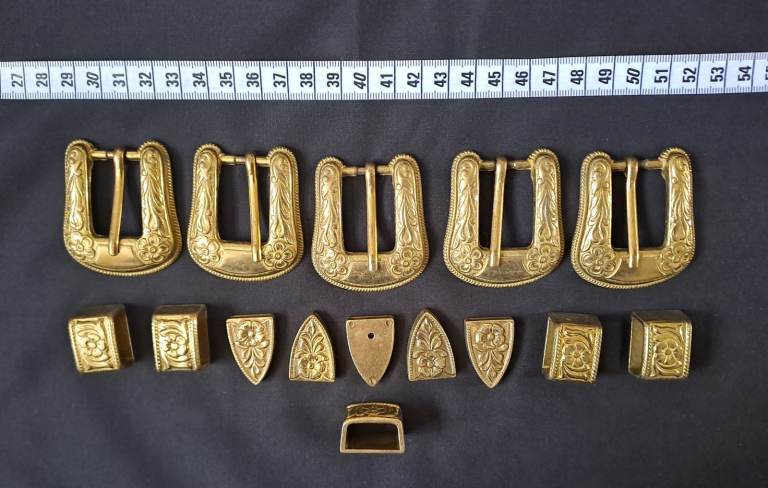 Vintage brass buckles, tips & loops