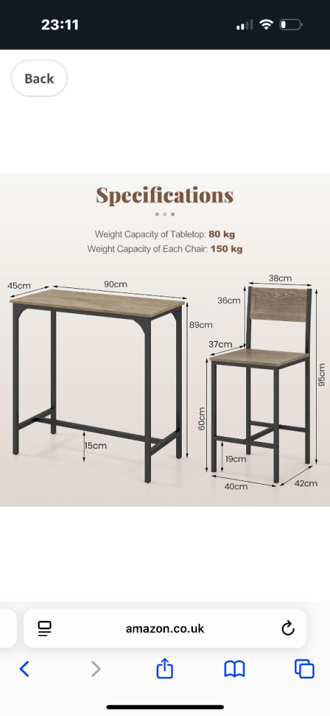 Table and two chairs 