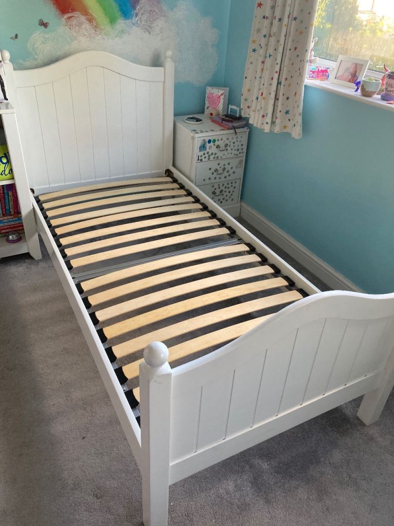 White, wide Single bed