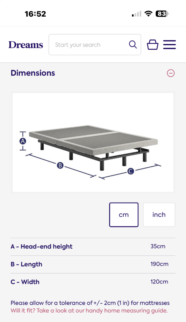 Hyde and Sleep - Sleepmotion 200i Dark Grey Adjustable Base