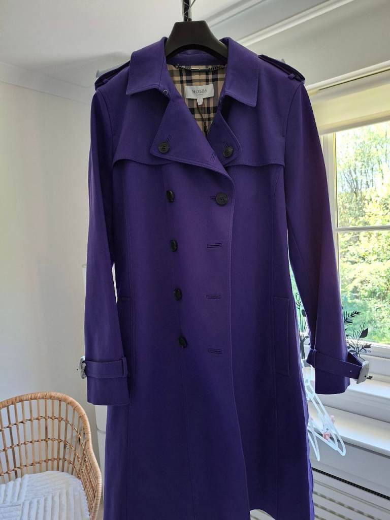 BNWT Hobbs Skylar Shower Resistant Trench Coat. Future Purple. Size 18. RRP: £219.00