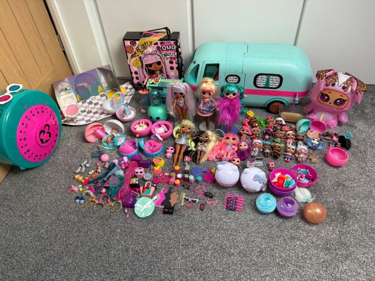 Large Bundle of LOL Surprise Dolls, Camper Van, and Accessories