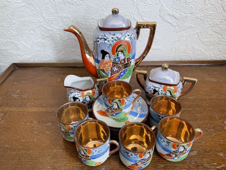 Vintage Japanese Samurai Hand Painted Tea Set