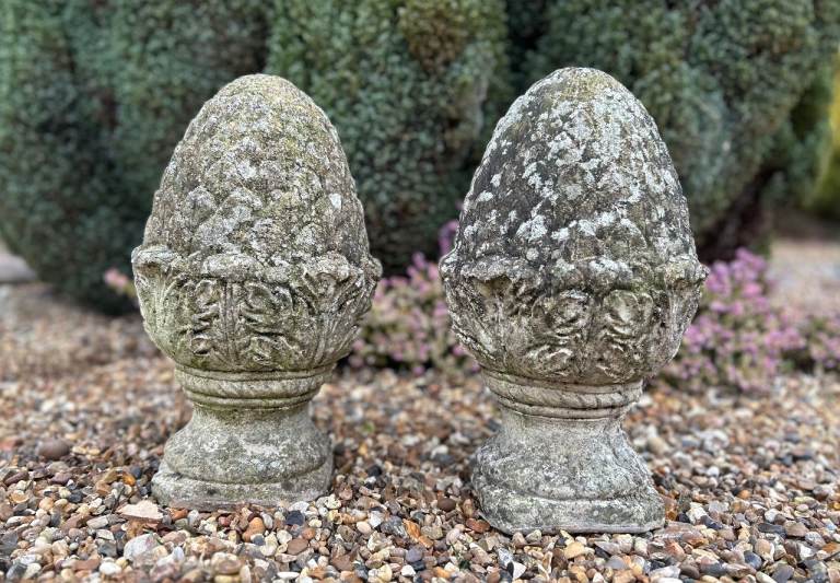 Pair of Garden Pineapples / Stone Finials / Post Toppers 