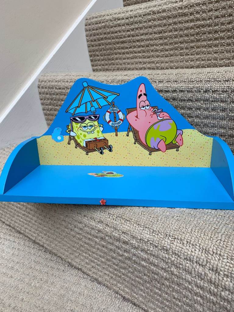 SPONGEBOB & PATRICK STAR ON THE BEACH  -  BLUE KIDS BOOKSHELF 