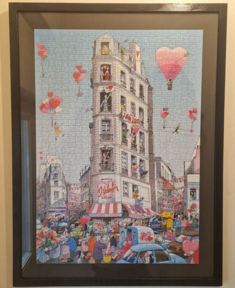 Roger Blachon Framed Jigsaw Puzzle Wall Art St Valentin Paris 32 x 24 Inches