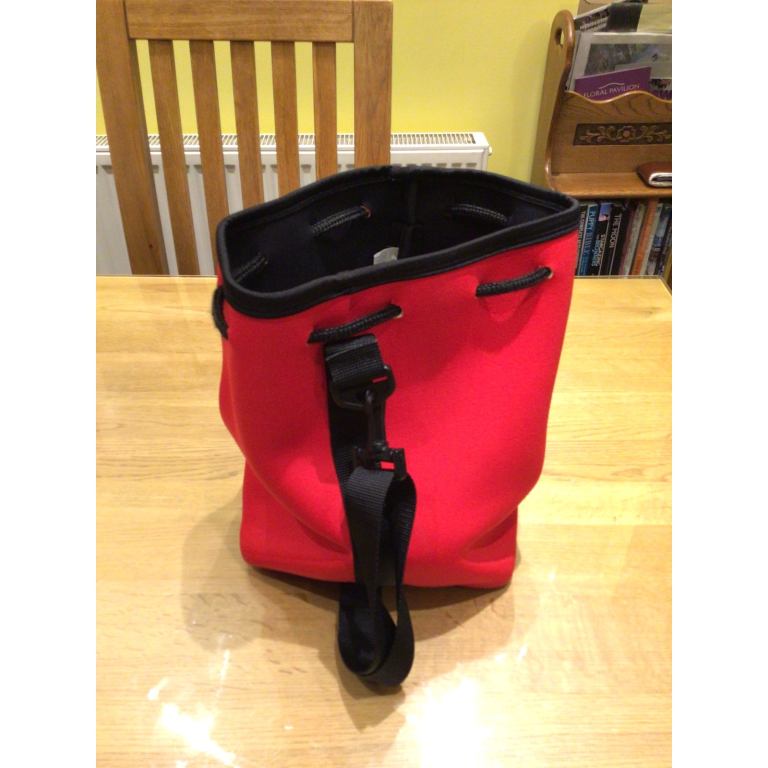 Red Neoprene Drawstring Knapsack with Adjustable Shoulder Strap